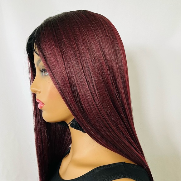 A Long 28” Premium Fiber Burgundy Lace Front Wig - #EnhanceWardrobe #DailyWear - Picture 6 of 8